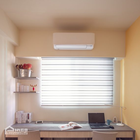 八德28坪老屋翻新｜現代簡約胡桃木包樑與八角凸窗玄關 實景照片 6