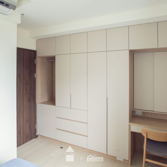鶯歌17坪新成屋｜現代簡約鏡面玄關與木質中島 實景照片 8